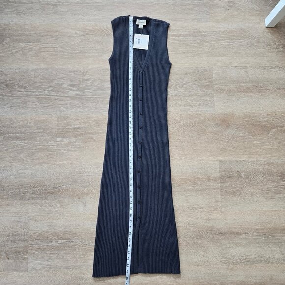 NWT Calvin Klein Women’s Cotton Rib V-Neck Button Dress Medium $99 New With Tags - Picture 4 of 17